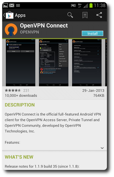 how to install openvpn access server on android